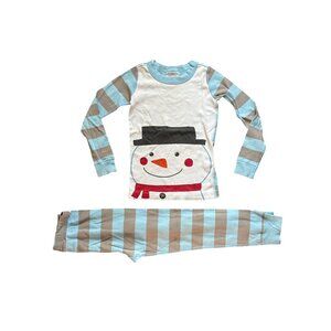 Hanna Andersson Stripe Snowman Organic Pajamas Sz 5
